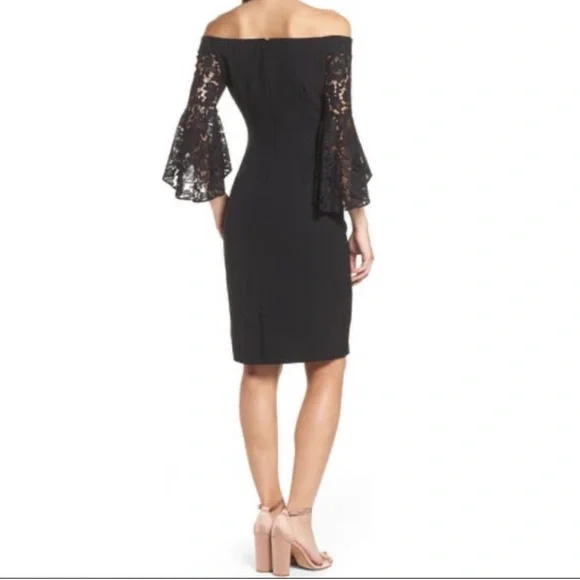 Chelsea28 Black Bell Lace Sleeve Dress Size 6 - Picture 3 of 14